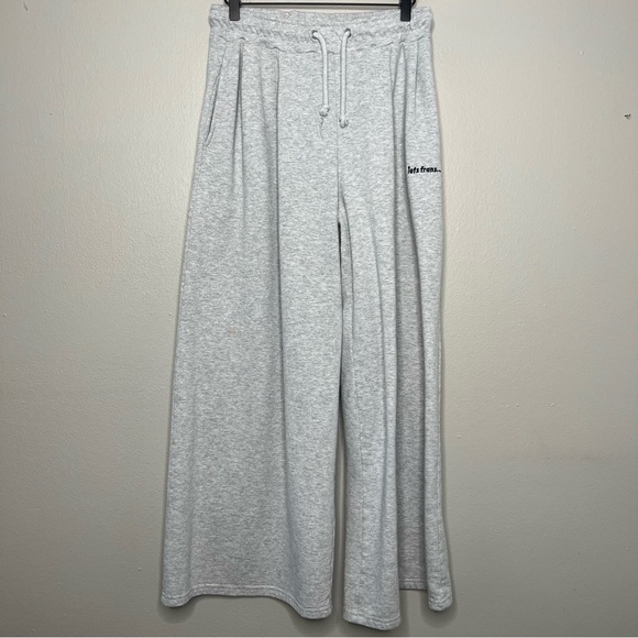 Urban Outfitters iets frans Women Pants Medium Gray High Rise Flare Wide Leg - Picture 2 of 12